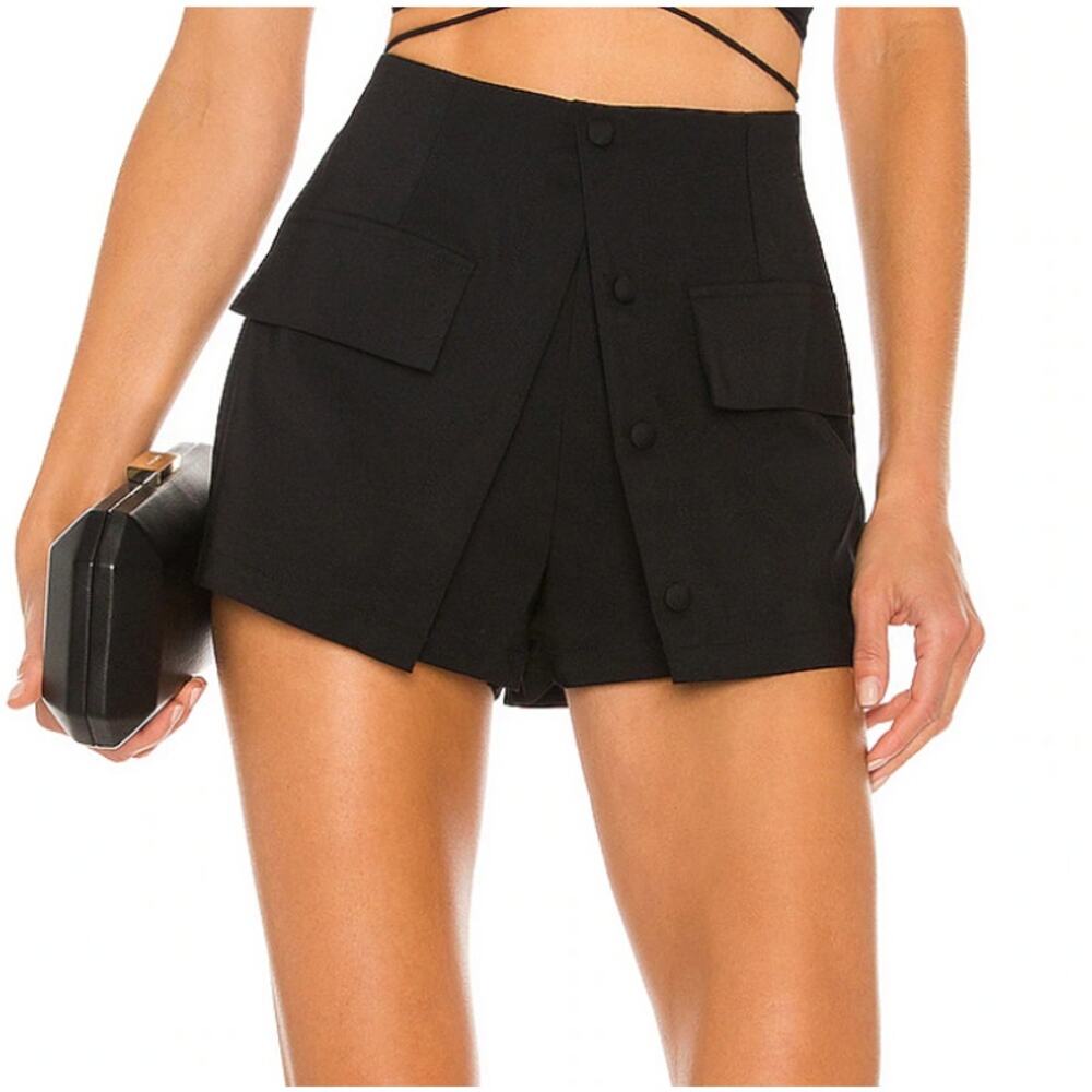 Superdown Split Front Skort Black XS Micro Mini Hot Pants Revolve Melanie NEW